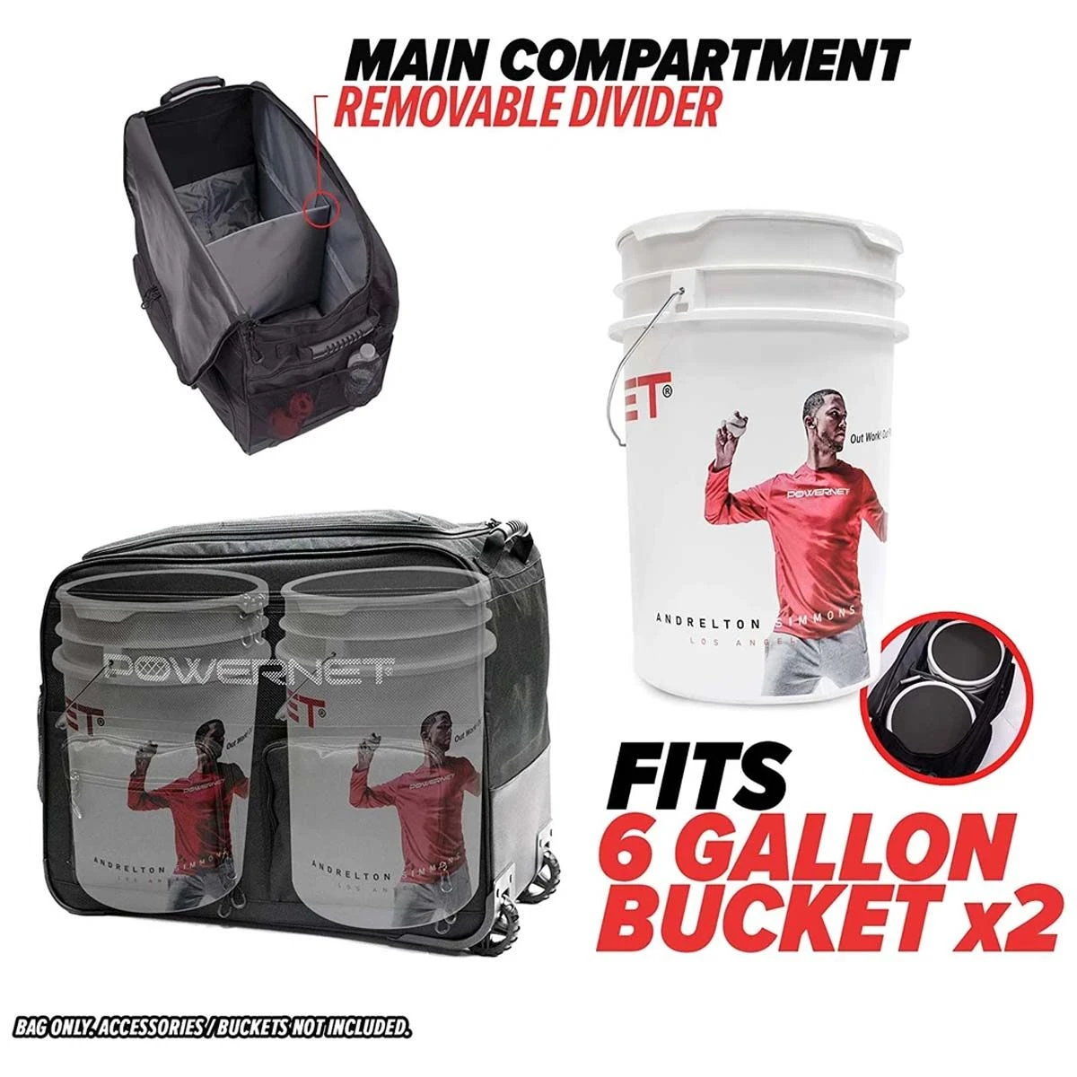 POWERNET Rolling Baseball/Softball Ball Bucket Caddy 2 POWERNET Rolling Baseball/Softball Ball Bucket Caddy - Image 2