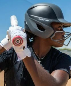 Easton Ghost Matte Two-Tone Fastpitch Batting Helmet w/Mask Columbia Blue/White -Cheap Softball Store a32 361 close up
