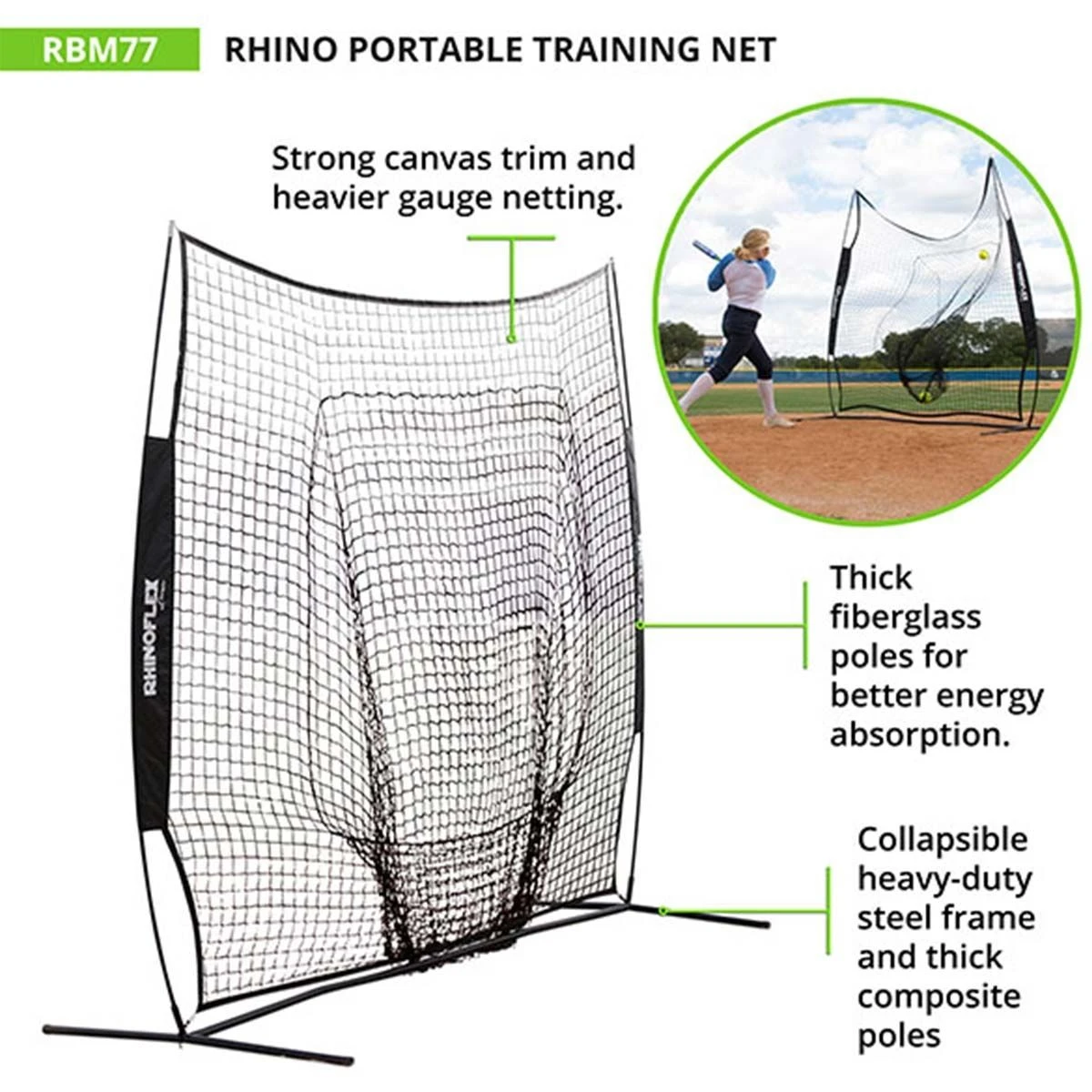 Champion Rhino Flex 7'x7' Portable Pitching & Batting Catch Net 5 Champion Rhino Flex 7'x7' Portable Pitching & Batting Catch Net - Image 5